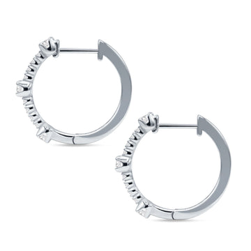 Round Cubic Zirconia Huggie Hoop Earring 925 Sterling Silver Wholesale